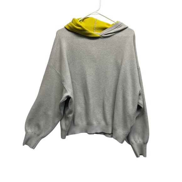 Maeve Anthropologie James Colorblock Hoodie Gray & Yellow 1X - Picture 1 of 11